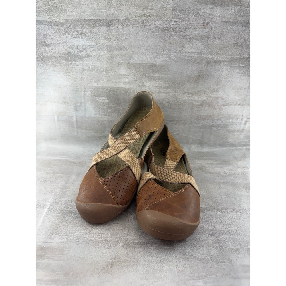 Keen Presidio II MJ Brown Leather Mary Jane Flats Women Sz 8.5 1016646